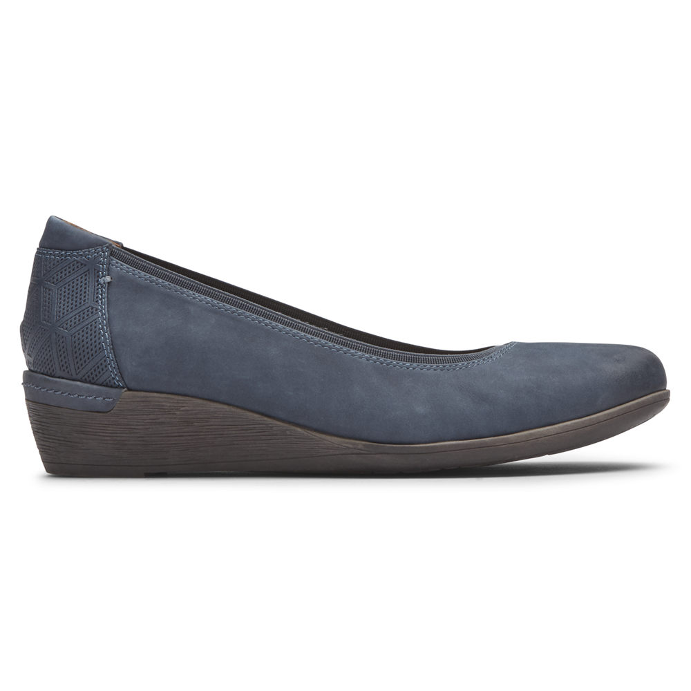 Rockport Singapore Womens Pumps - Cobb Hill Devyn Wedge Blue - AL4987123